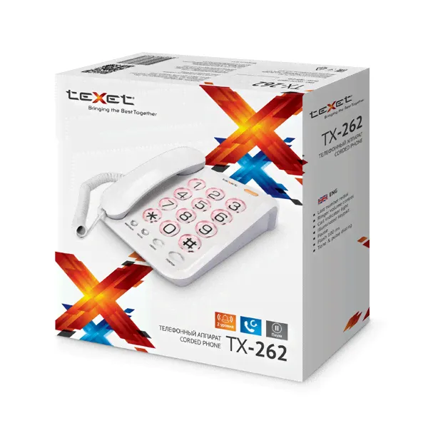 Телефон проводной teXet TX-262 светло-серый-4