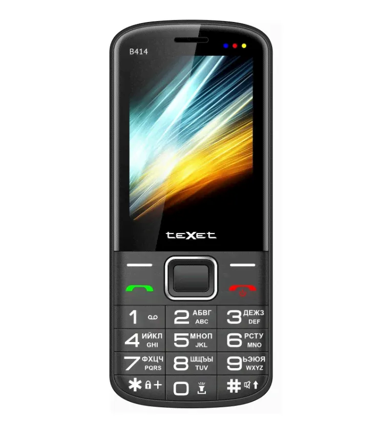 Сотовый Texet TM-B414 Black 2sim/2.8"/240*320/-/microSD/0.08Мп/Bt/1800мАч/моноблок