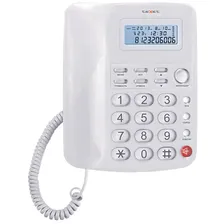 Телефон проводной Texet TX-250, ЖК дисплей, повторный набор, белый